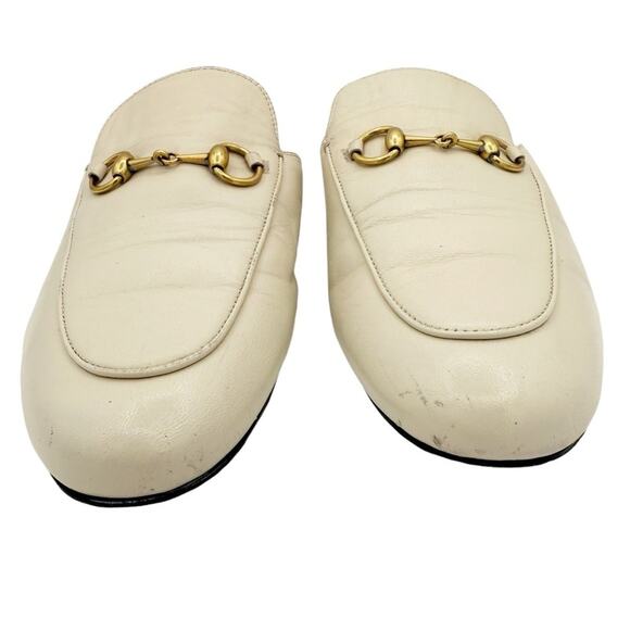 Gucci Princetown Horsebit Slip-On Loafer Mule Flat in White Leather EU 38 US 8 - Picture 3 of 14
